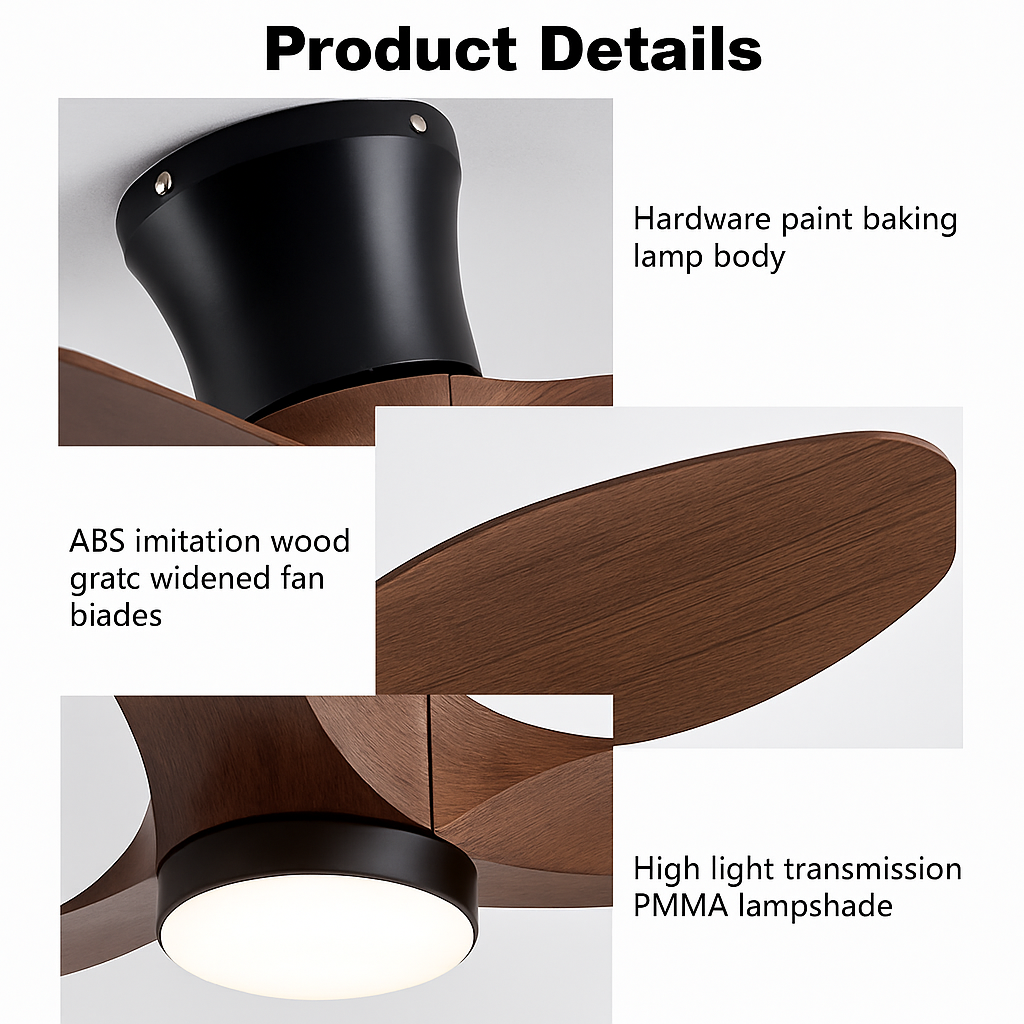 ventilateur de plafond moderne à leds avec télécommande et synchronisation