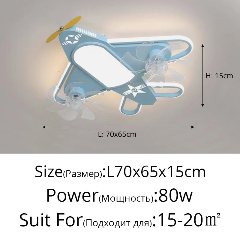 ventilateur de plafond moderne pour enfants avec éclairage led dimmable et déco à distance