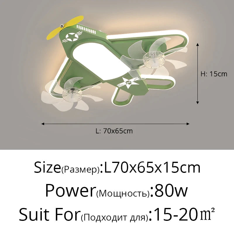 ventilateur de plafond moderne pour enfants avec éclairage led dimmable et déco à distance