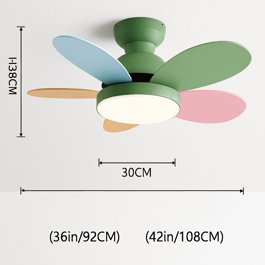 ventilateur de plafond moderne pour enfants avec lumière et contrôle