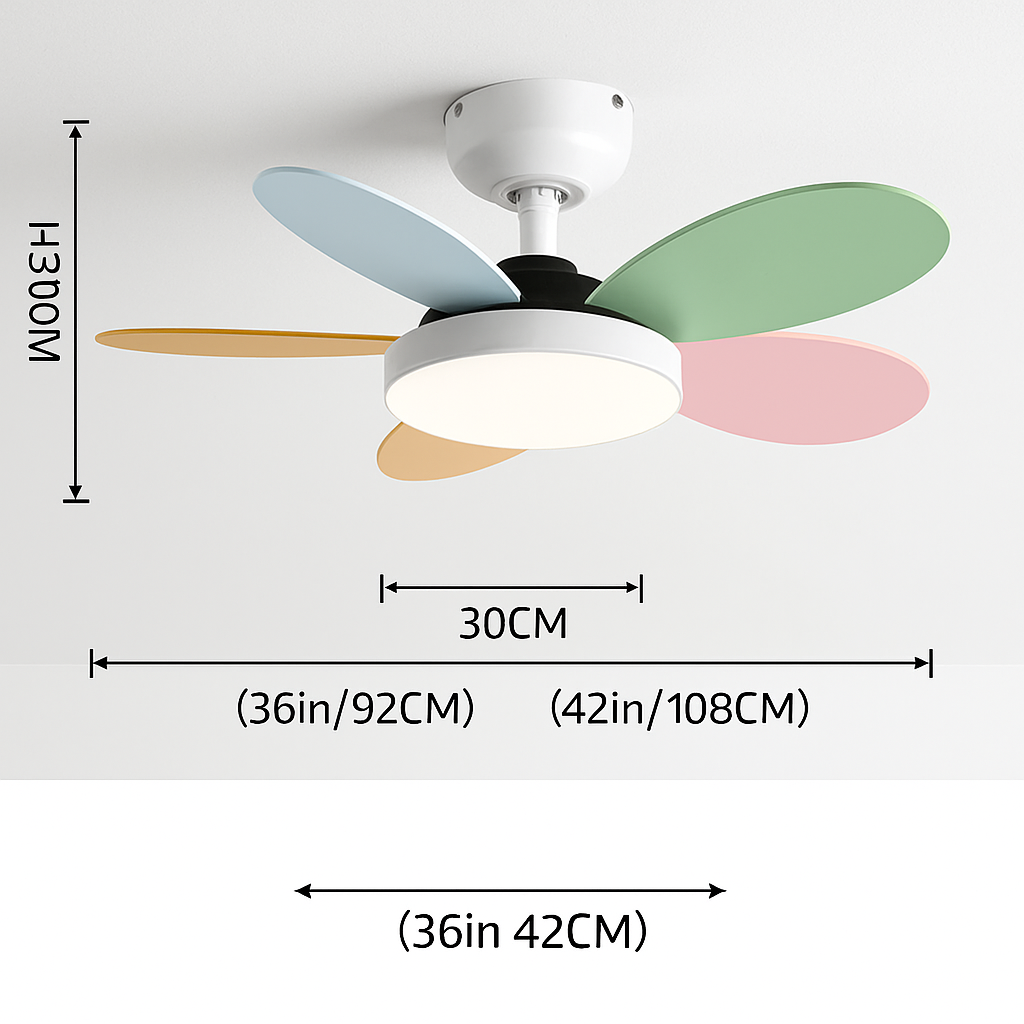 ventilateur de plafond moderne pour enfants avec lumière et contrôle