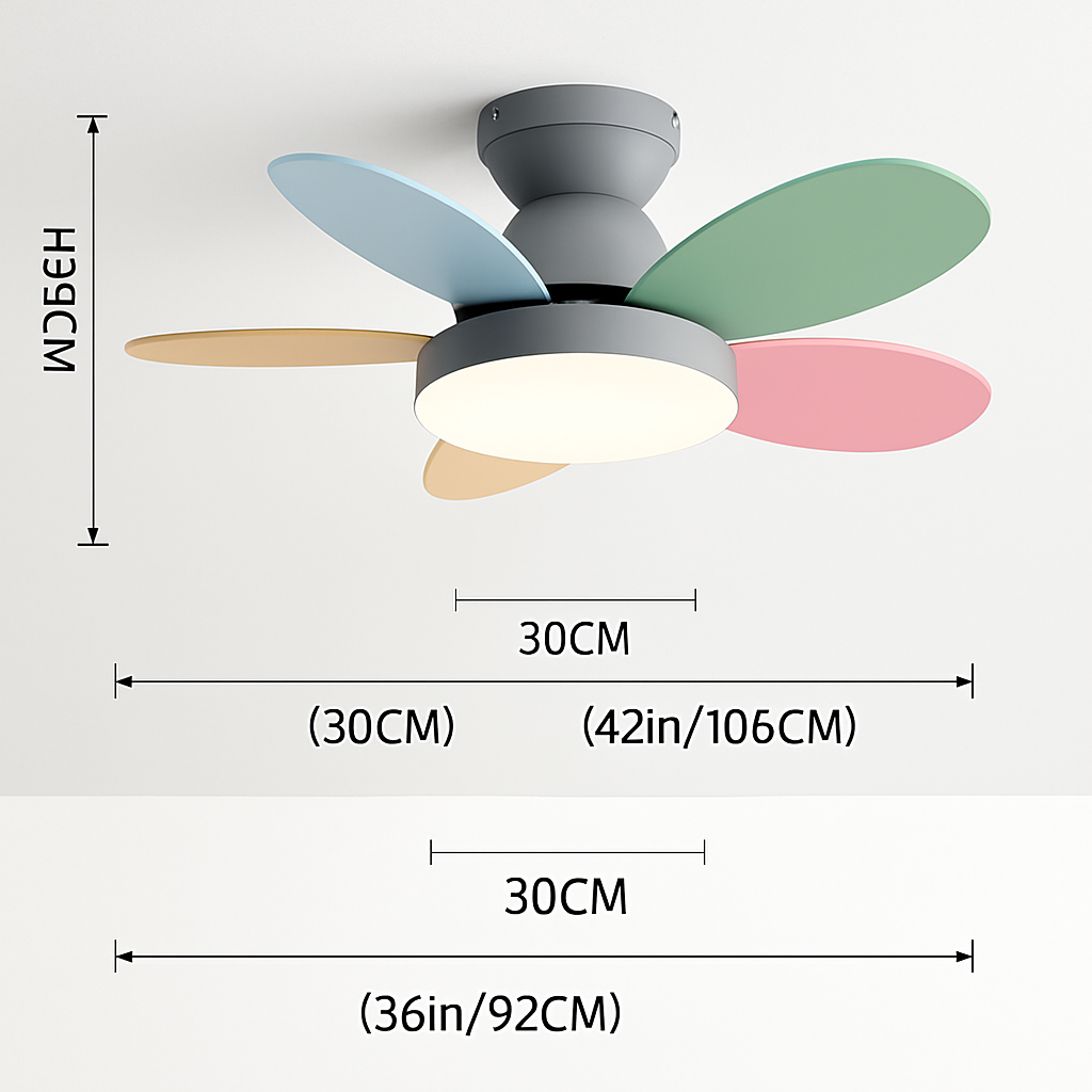 ventilateur de plafond moderne pour enfants avec lumière et contrôle