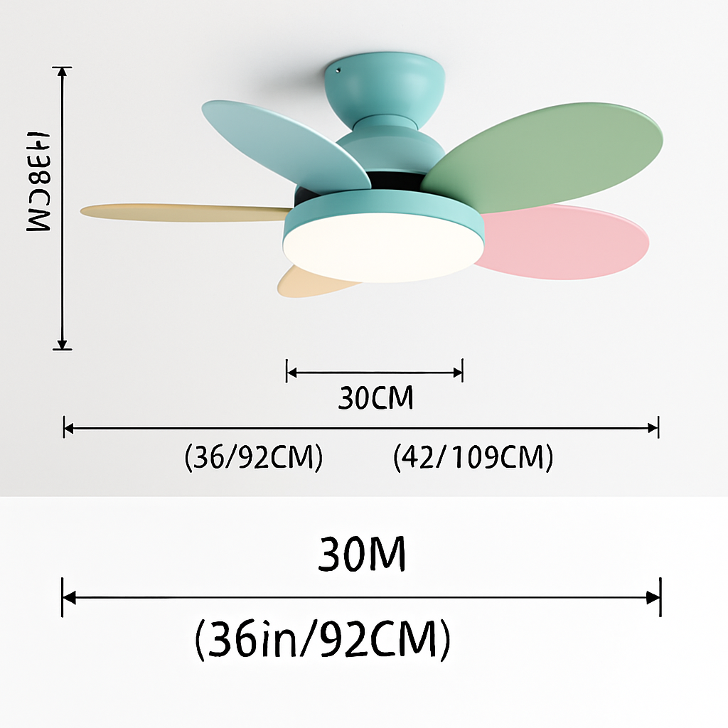 ventilateur de plafond moderne pour enfants avec lumière et contrôle