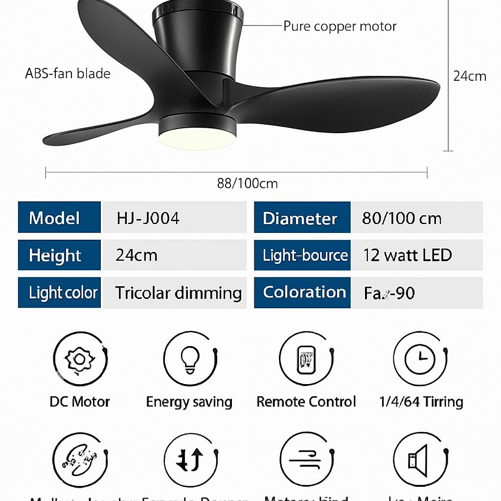 ventilateur de plafond moderne sans lumières lux&vitae led avec télécommande