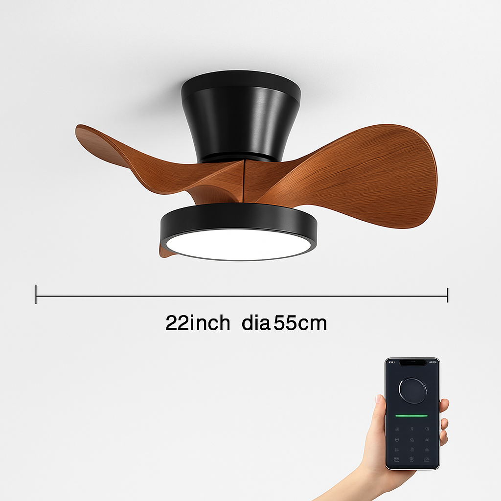 ventilateur de plafond moderne silencieux avec lumière led et télécommande