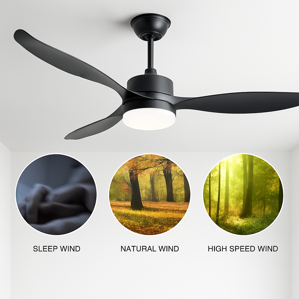 ventilateur de plafond moderne simple en pur cuivre avec lumière led