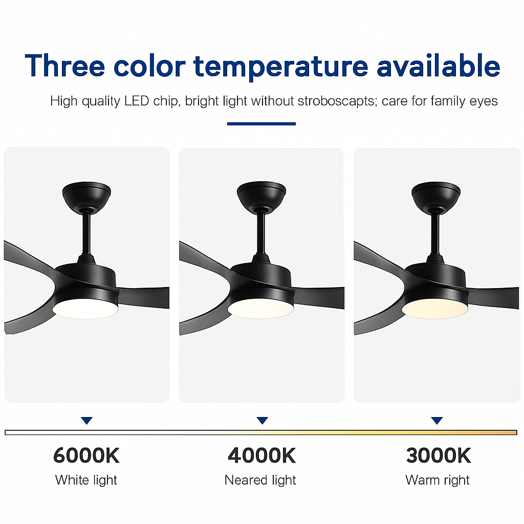 ventilateur de plafond moderne simple en pur cuivre avec lumière led