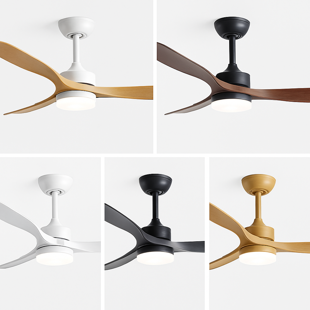 ventilateur de plafond moderne simple en pur cuivre avec lumière led