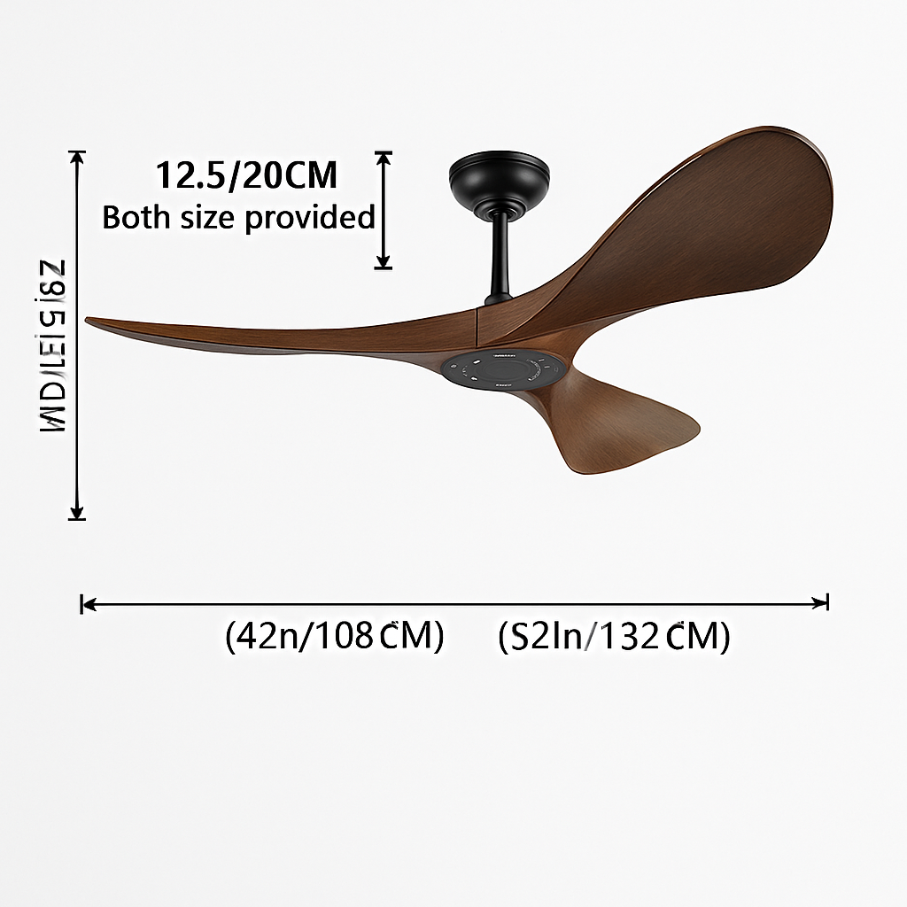 ventilateur de plafond moderne à trois pales avec lumière et télécommande