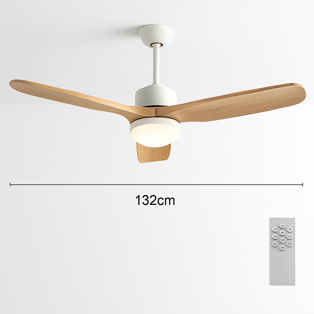 ventilateur de plafond nordique à lumière télécommandée en bois et métal