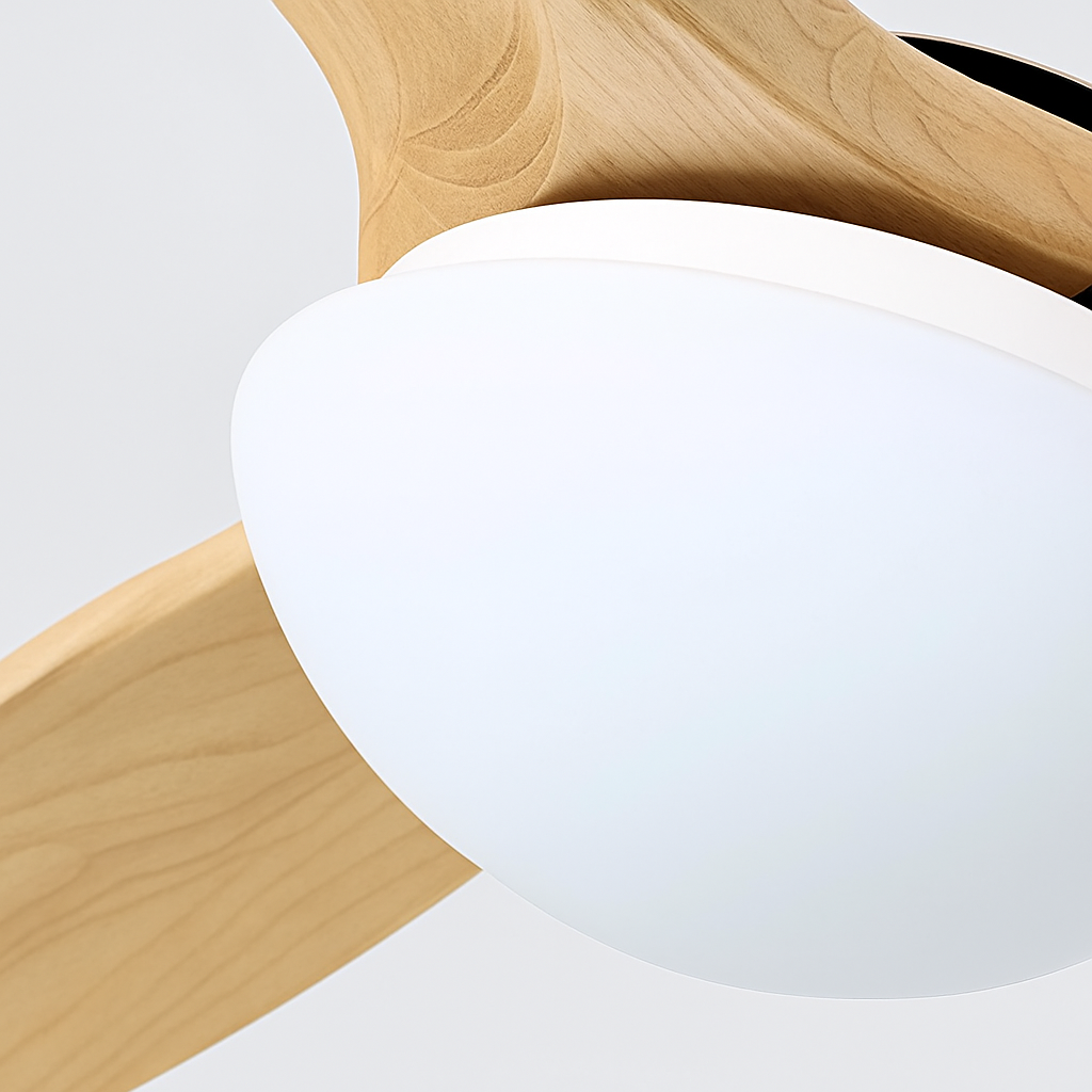 ventilateur de plafond nordique à lumière télécommandée en bois et métal