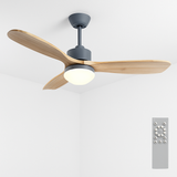 ventilateur de plafond nordique à lumière télécommandée en bois et métal