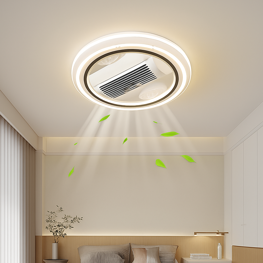 ventilateur de plafond sans feuilles avec éclairage moderne ultra-mince