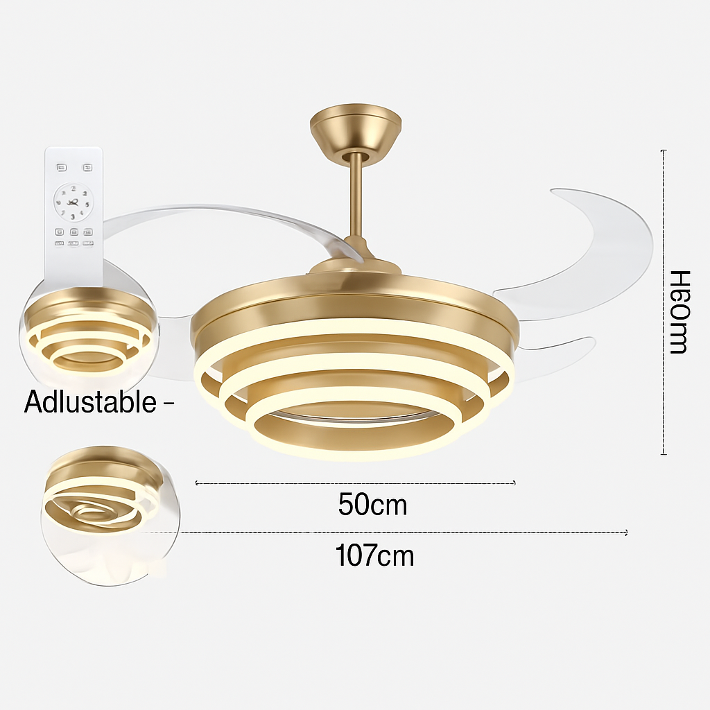 ventilateur de plafond silencieux avec télécommande et lumière LED