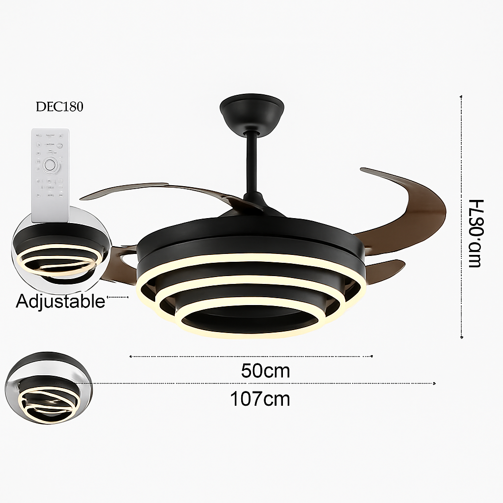ventilateur de plafond silencieux avec télécommande et lumière LED