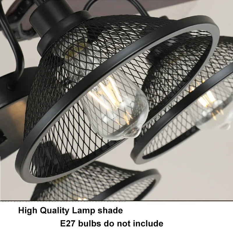 ventilateur industriel avec lumière et télécommande rétro 3 lumières