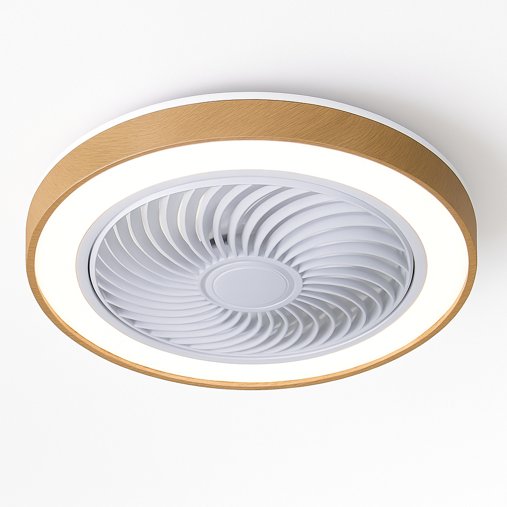 ventilateur électrique moderne en bois avec lumière led à distance