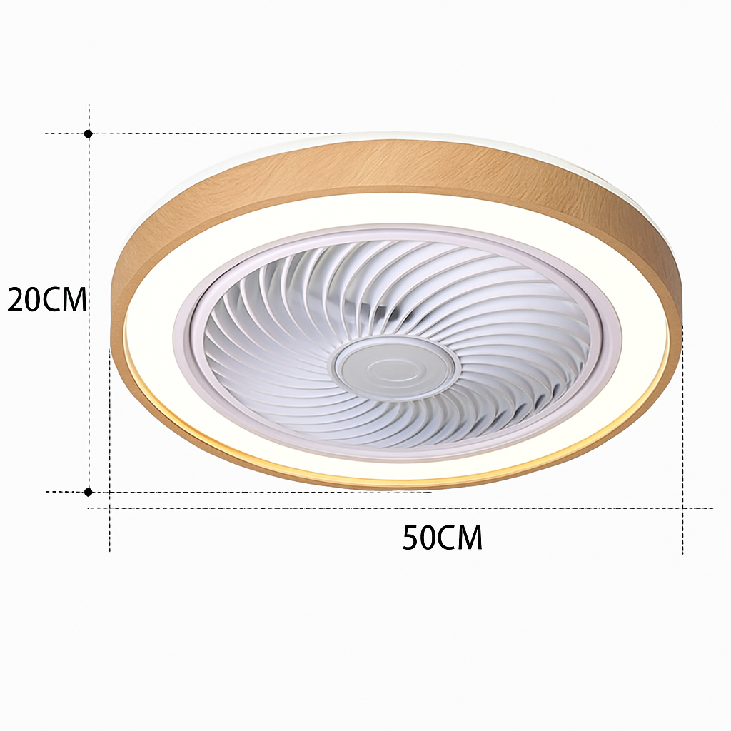 ventilateur électrique moderne en bois avec lumière led à distance