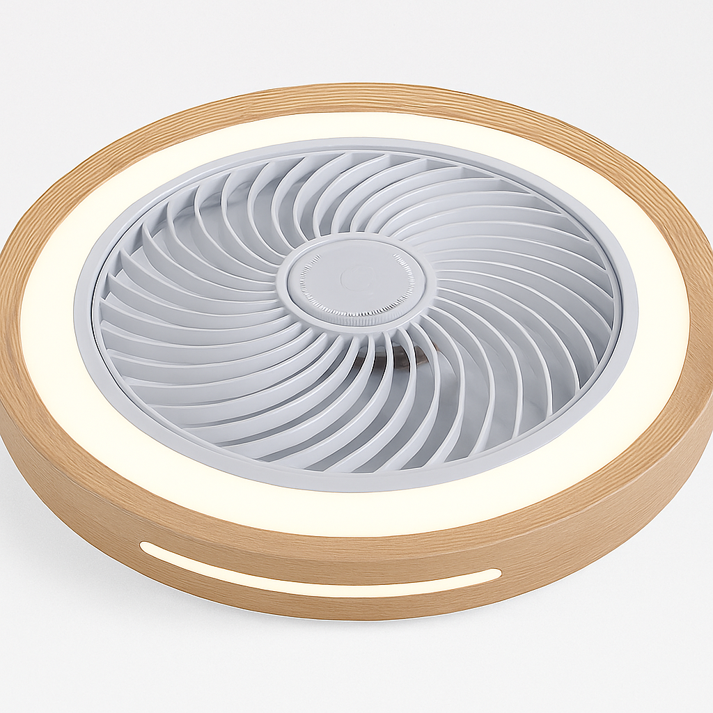 ventilateur électrique moderne en bois avec lumière led à distance