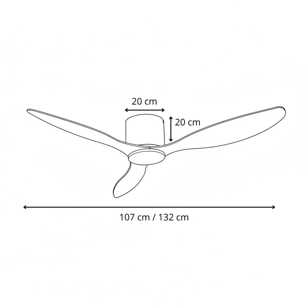Ventilateur de plafond blanc et bois clair sans éclairage — Cendrier