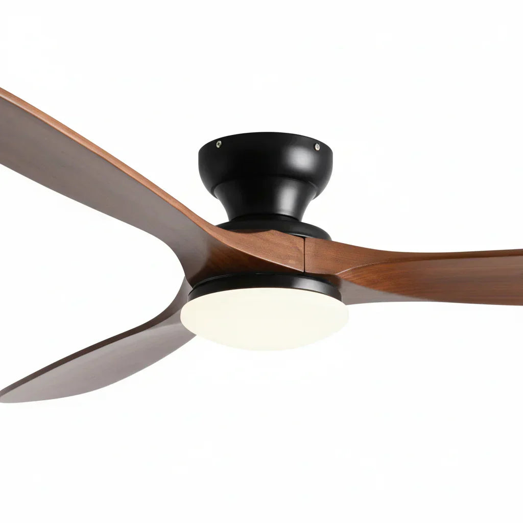 Ventilateur de plafond LED à pales en bois massif foncé — Capucine