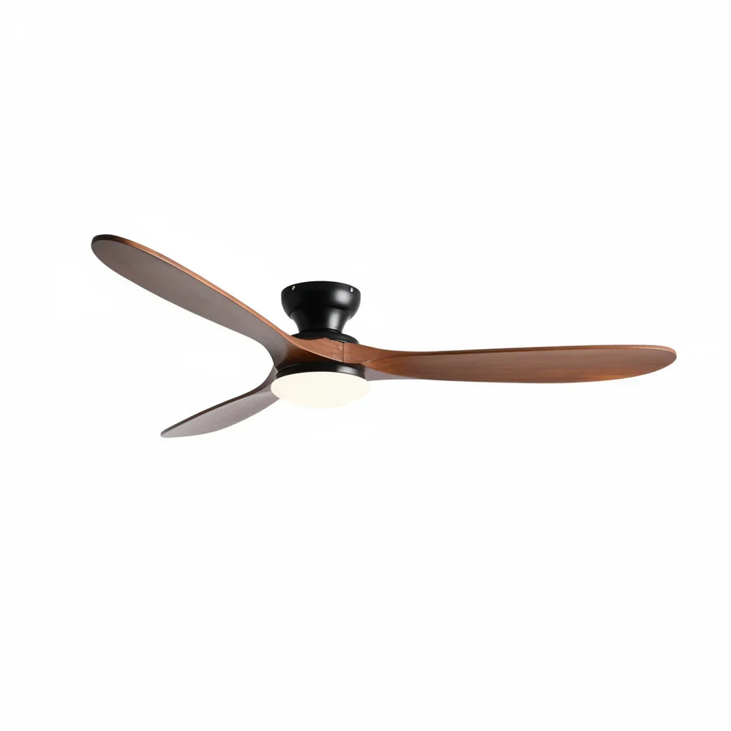 Ventilateur de plafond LED à pales en bois massif foncé — Capucine