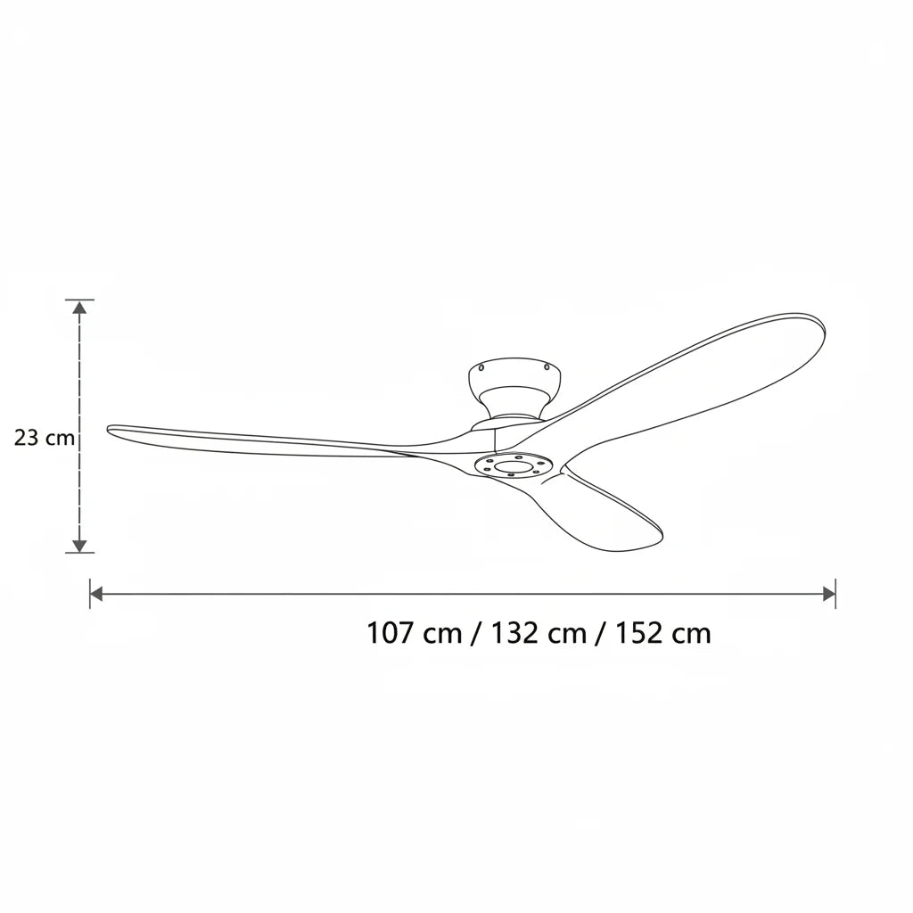 Ventilateur de plafond à trois pales en bois massif foncé — Campanule