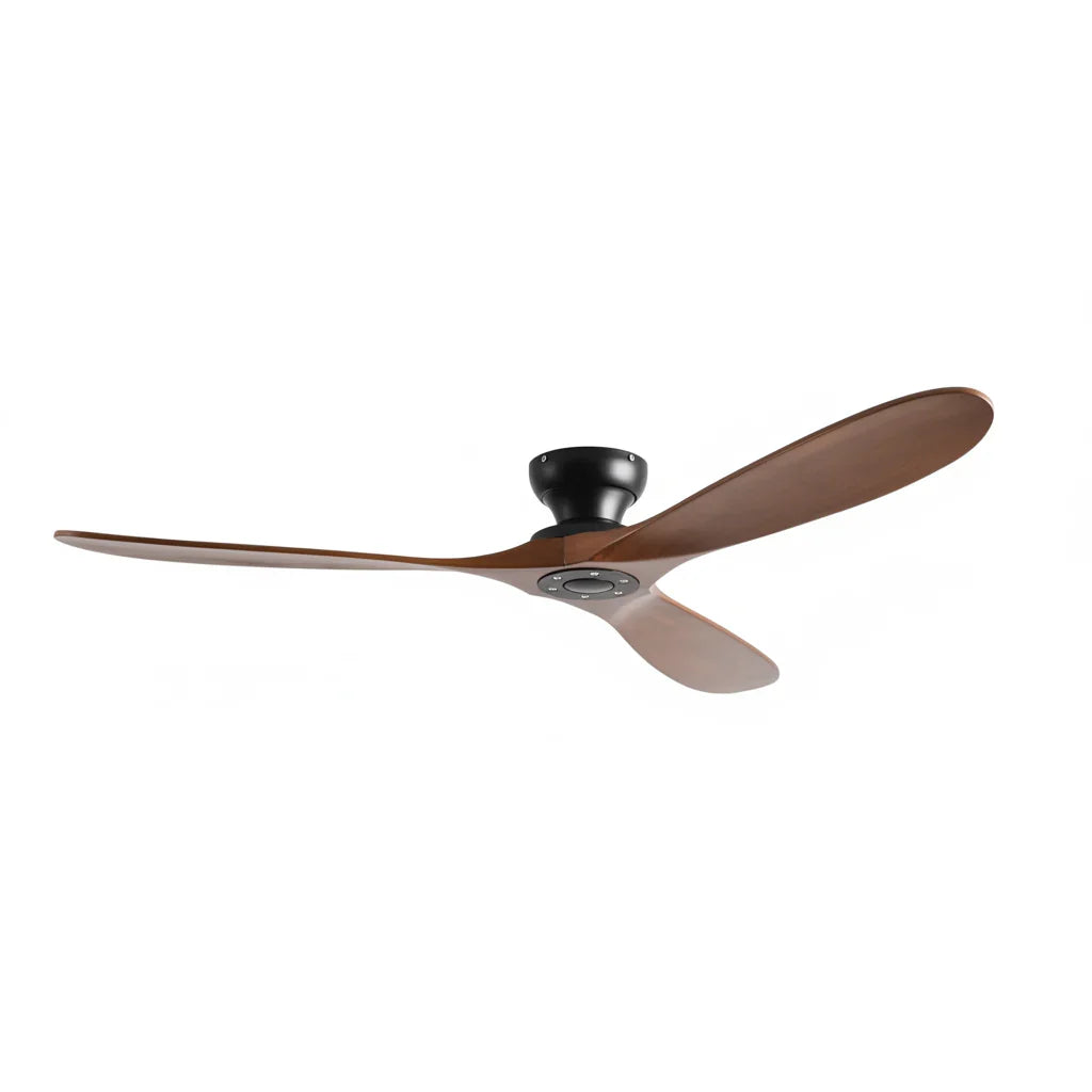 Ventilateur de plafond à trois pales en bois massif foncé — Campanule
