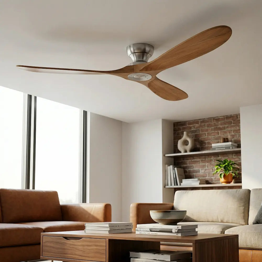 Ventilateur de Plafond Silencieux Bois Naturel — Cannage