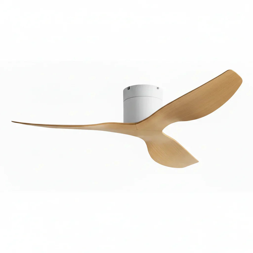 Ventilateur de plafond plat à trois pales en bois clair — Carline
