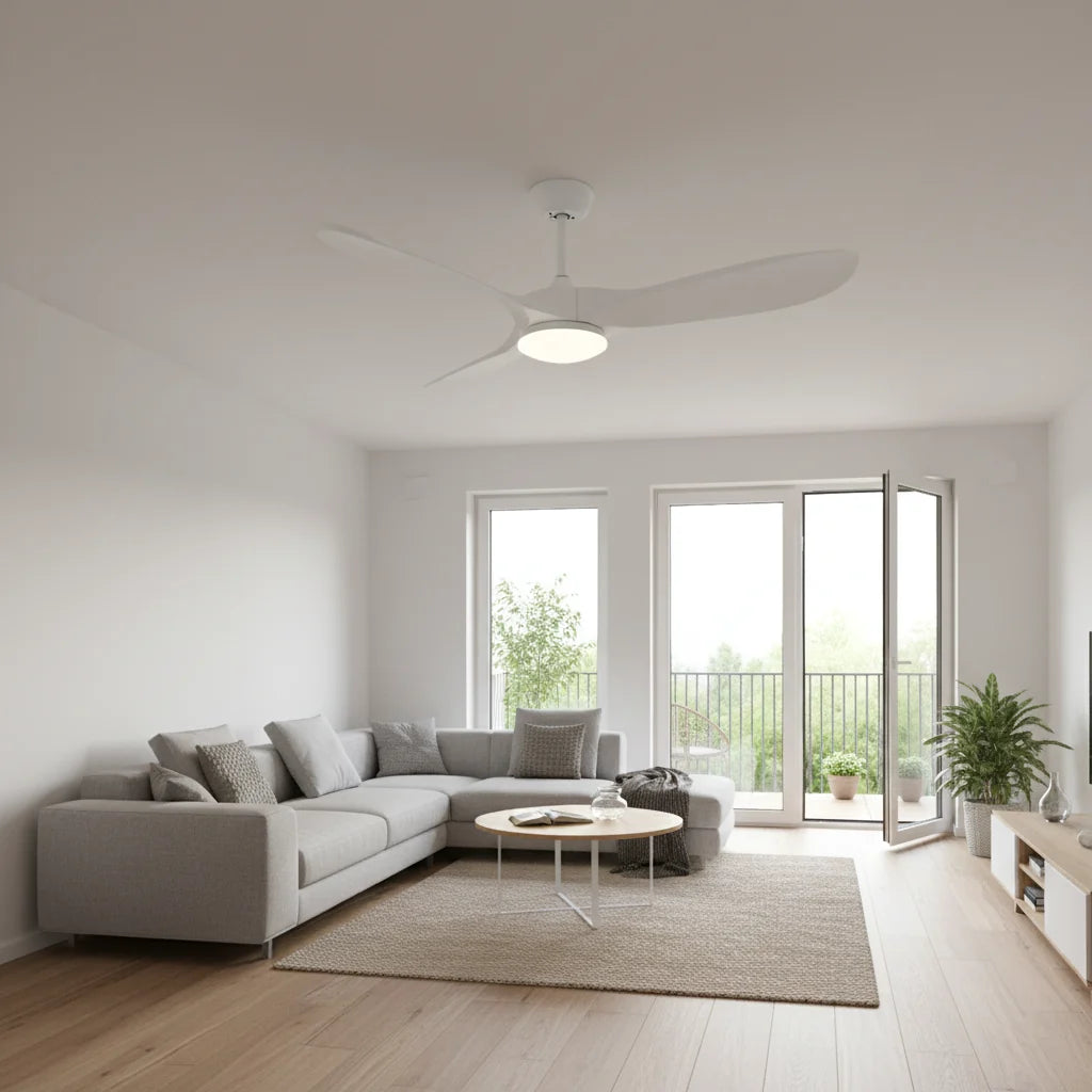 Ventilateur de plafond LED blanc à trois pales blanches — Zirconne