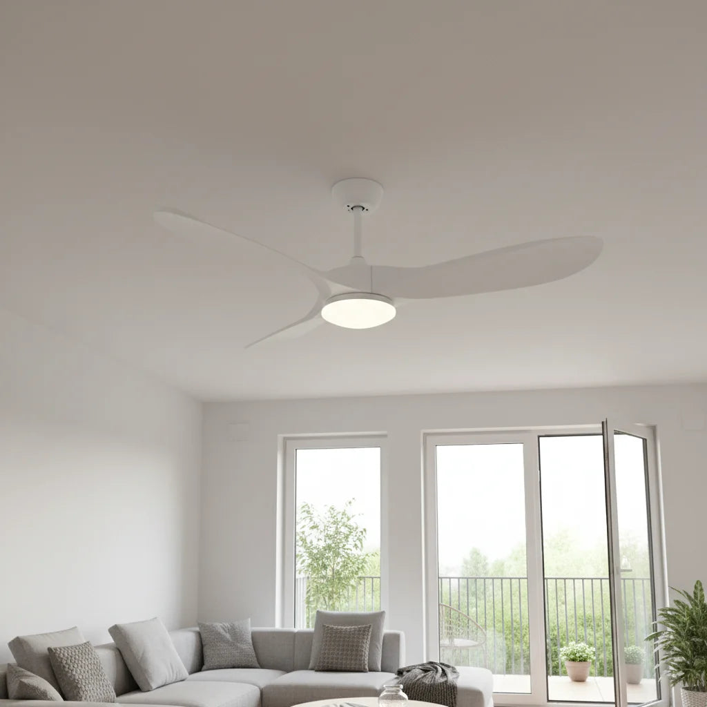 Ventilateur de plafond LED blanc à trois pales blanches — Zirconne