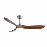 Ventilateur de plafond LED chromé à pales effet noyer — Vulpin