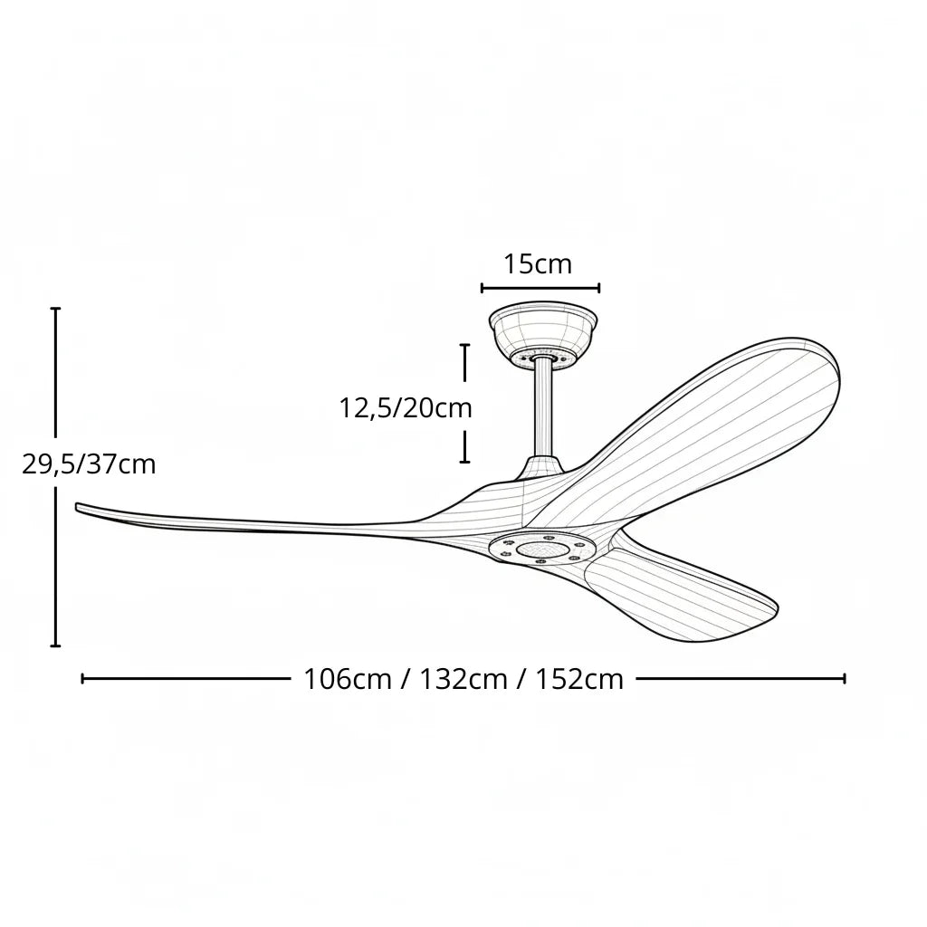 Ventilateur de plafond noir à pales en bois foncé — Ciguë