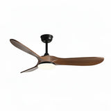 Ventilateur de plafond LED noir à pales effet bois foncé — Amadou