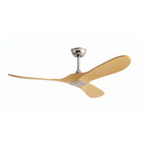 Ventilateur de plafond chromé sans éclairage, effet bois clair — Argousier