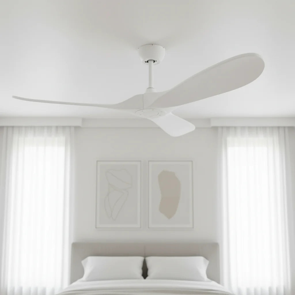 Ventilateur de plafond blanc sans éclairage, pales blanches — Angélique