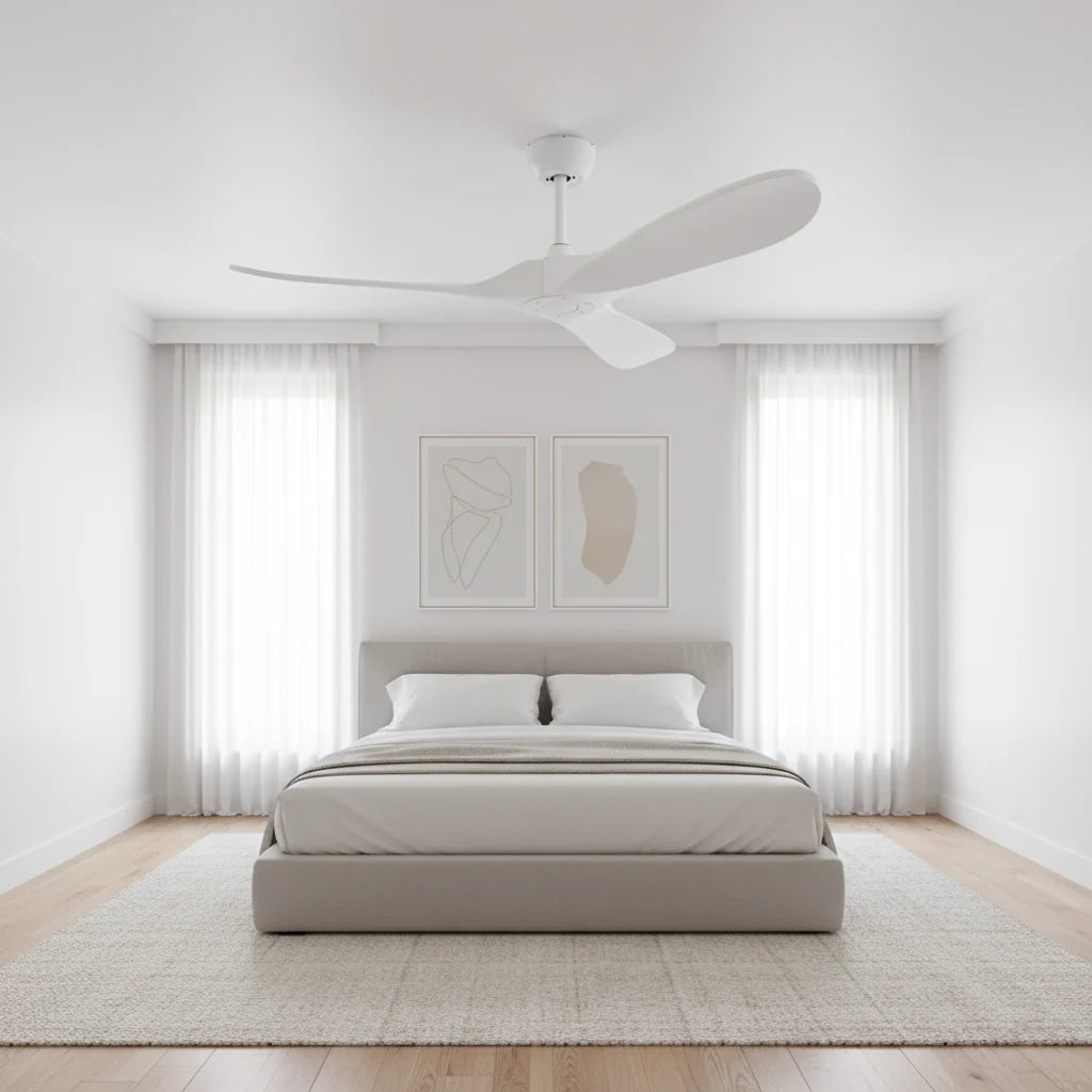 Ventilateur de plafond blanc sans éclairage, pales blanches — Angélique