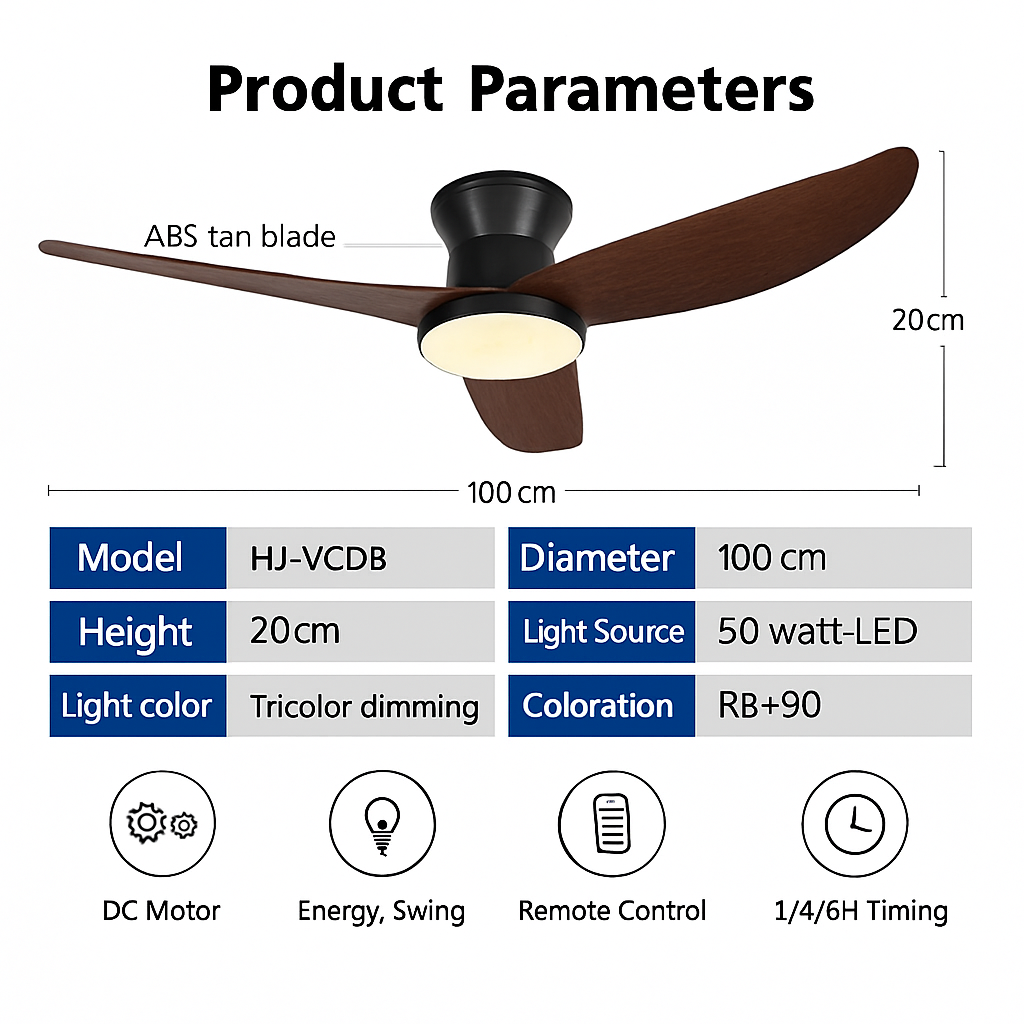 ventilateurs de plafond modernes à moteur continu avec télécommande