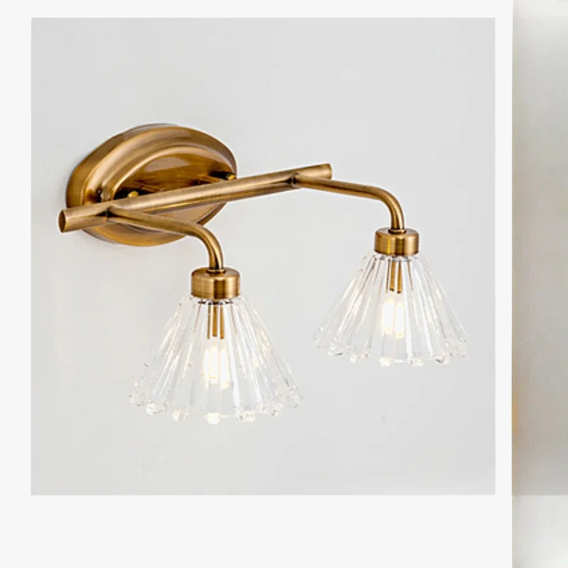 Vintage applique murale LED lumière Bronze clair abat-jour applique salle de bain lampe 2 têtes 4 têtes pour miroir couvercle en verre lumière intérieure