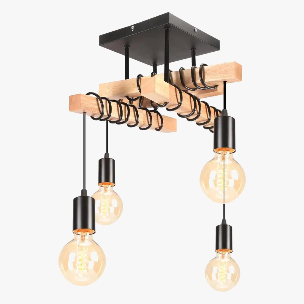 Vintage industriel bois plafond suspension lumières rétro Loft éclairage cuisine île suspension lampe Restaurant lustres Luminaire