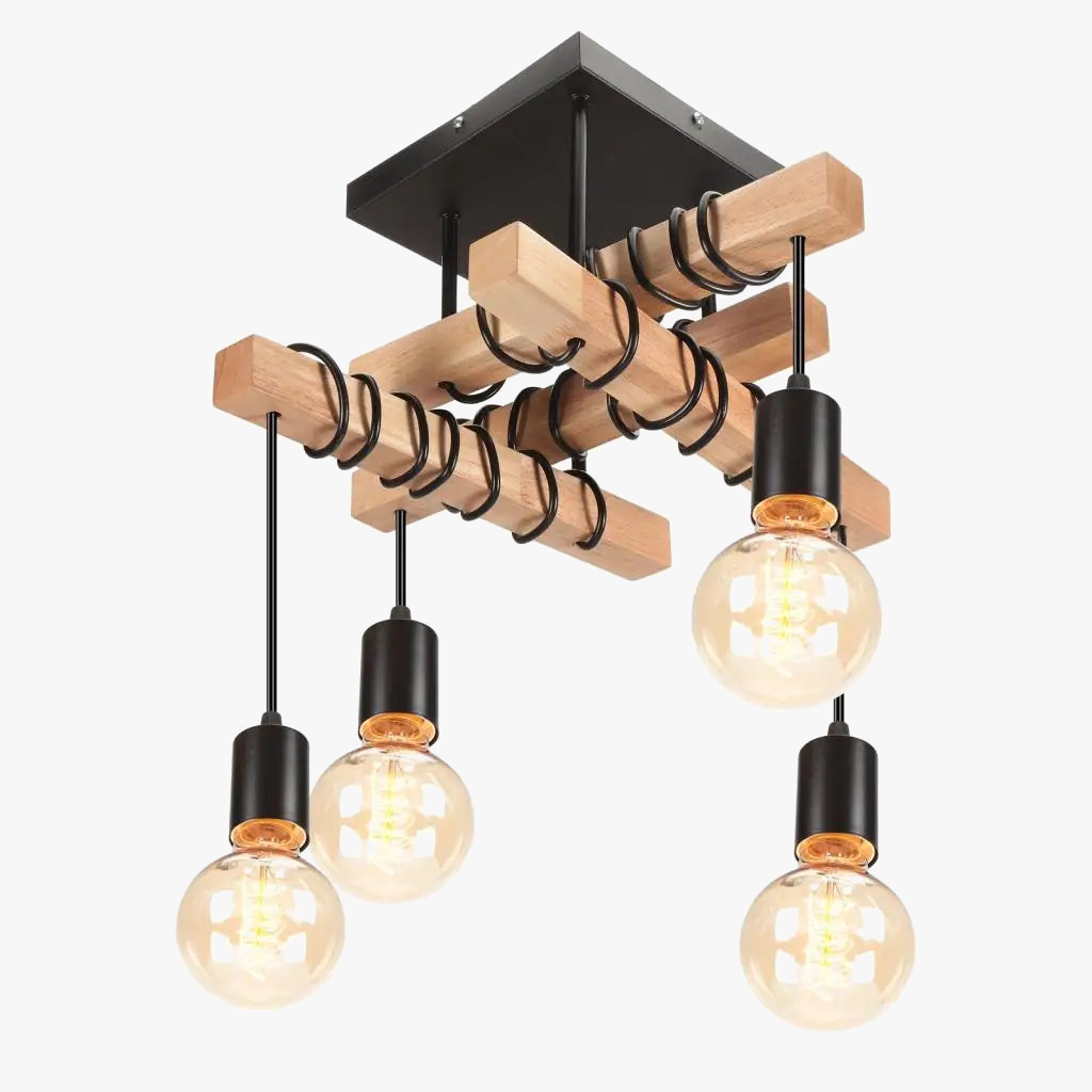 Vintage industriel bois plafond suspension lumières rétro Loft éclairage cuisine île suspension lampe Restaurant lustres Luminaire