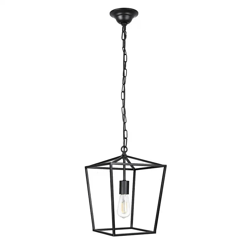 Vintage industriel fer suspension Loft Restaurant lustre rectangulaire lanterne lampe créative salon chambre éclairage