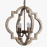 Vintage lustre en bois massif éclairage à la maison style français américain pour salon chambre à manger cuisine rétro blanc 4 lumières