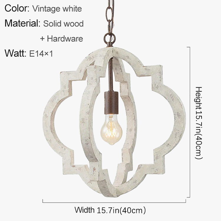 Vintage lustre en bois massif éclairage à la maison style français américain pour salon chambre à manger cuisine rétro blanc 4 lumières