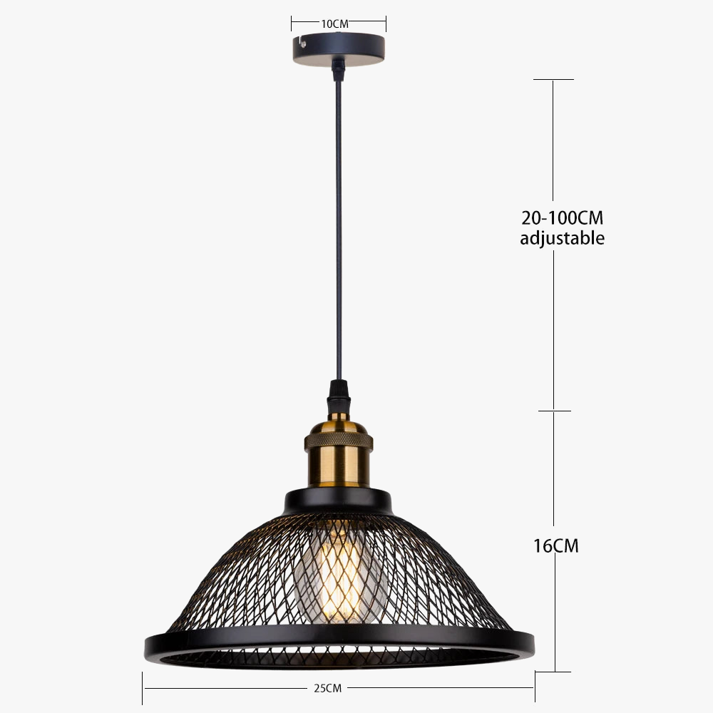 suspension Vintage rétro noir fer Net-Cage cuisine E27 LED pour chambre salon Restaurant