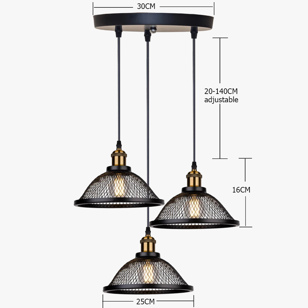 suspension Vintage rétro noir fer Net-Cage cuisine E27 LED pour chambre salon Restaurant