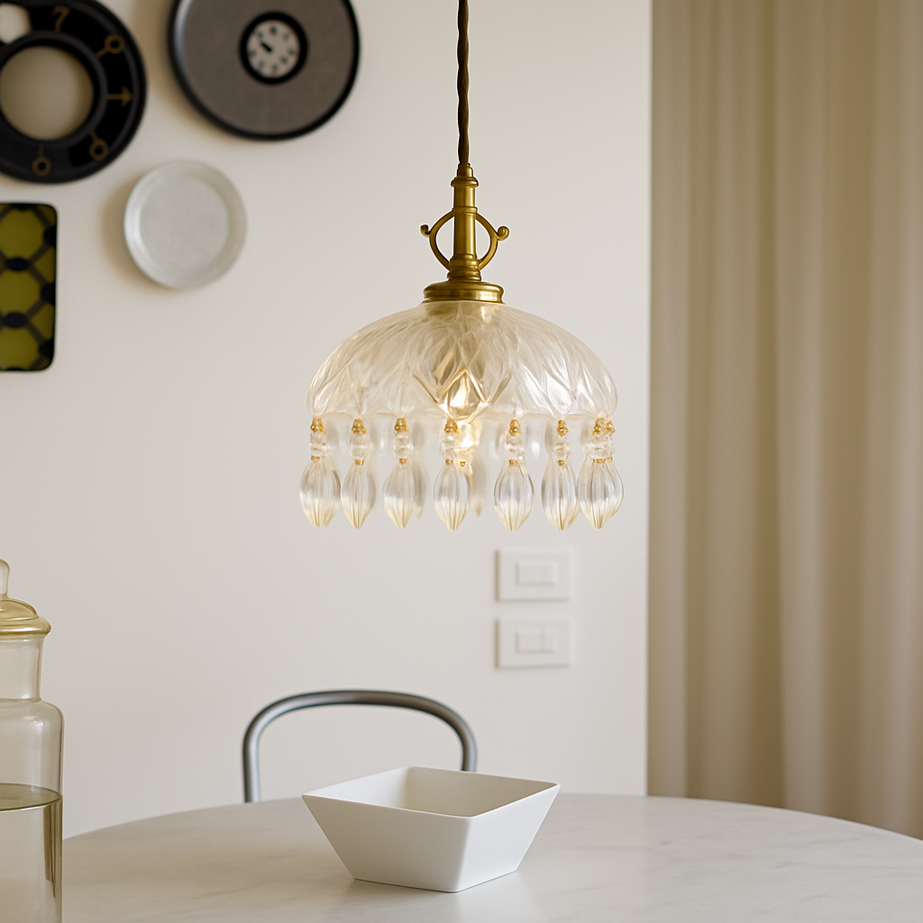 YEBMLP Suspension en verre rétro français d'intérieur à LED