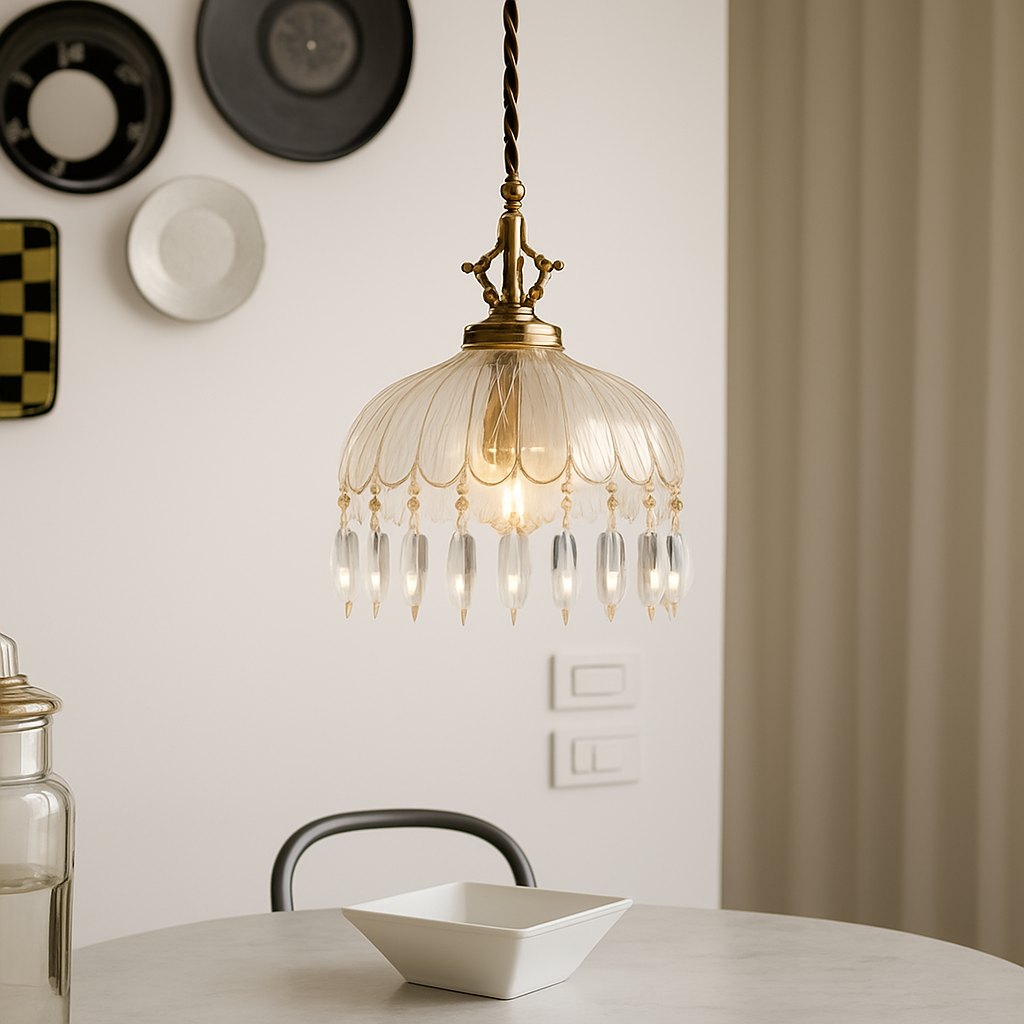 YEBMLP Suspension en verre rétro français d'intérieur à LED
