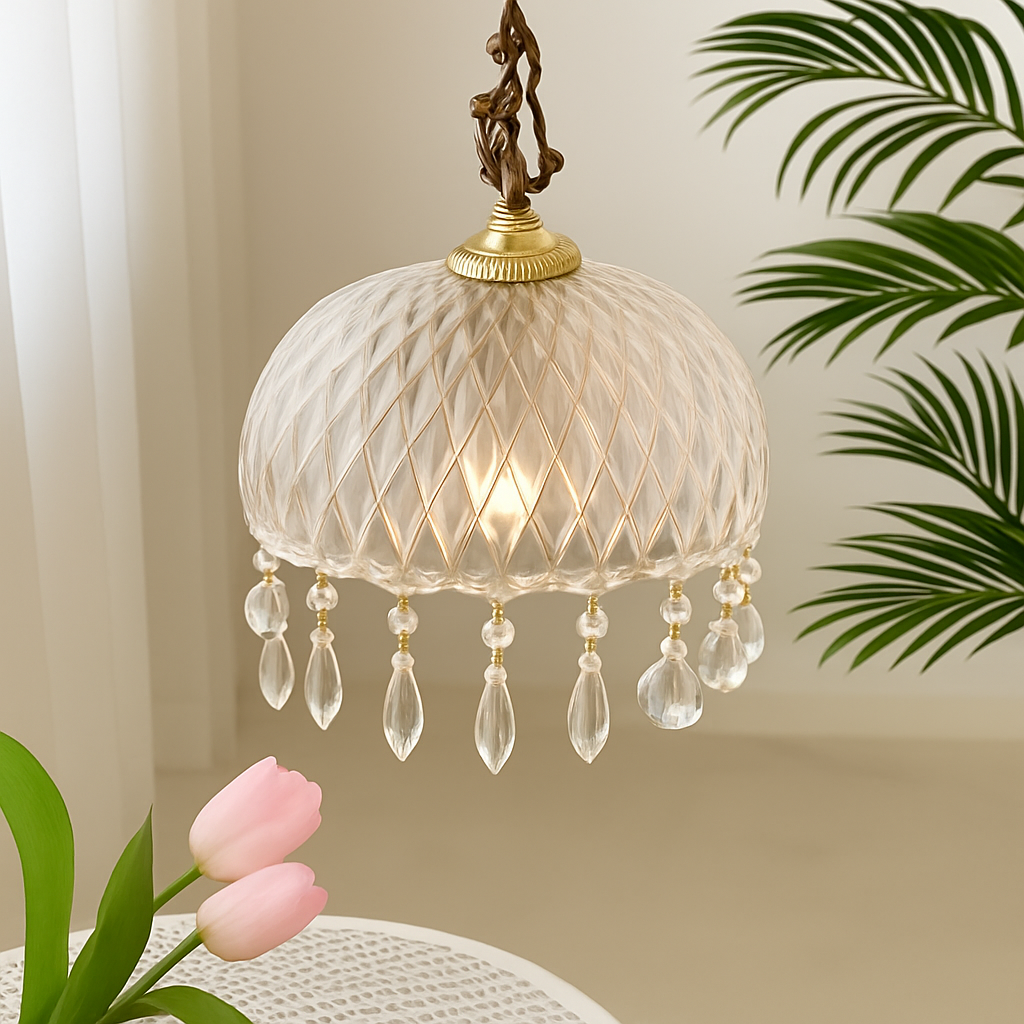 YEBMLP Suspension en verre rétro français d'intérieur à LED